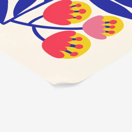Πόστερ YELLOW PINK AND BLUE ABSTRACT FLORAL - Botanical - Λουλούδια Sticky 2