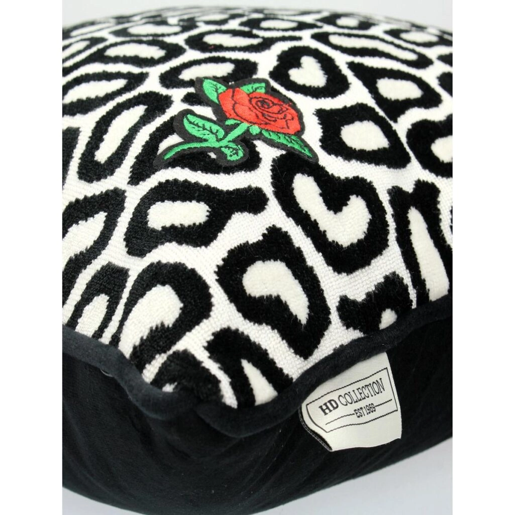 Μαξιλάρι Με Σχέδιο Τριαντάφυλλο Μαύρο Polyester 43x43cm