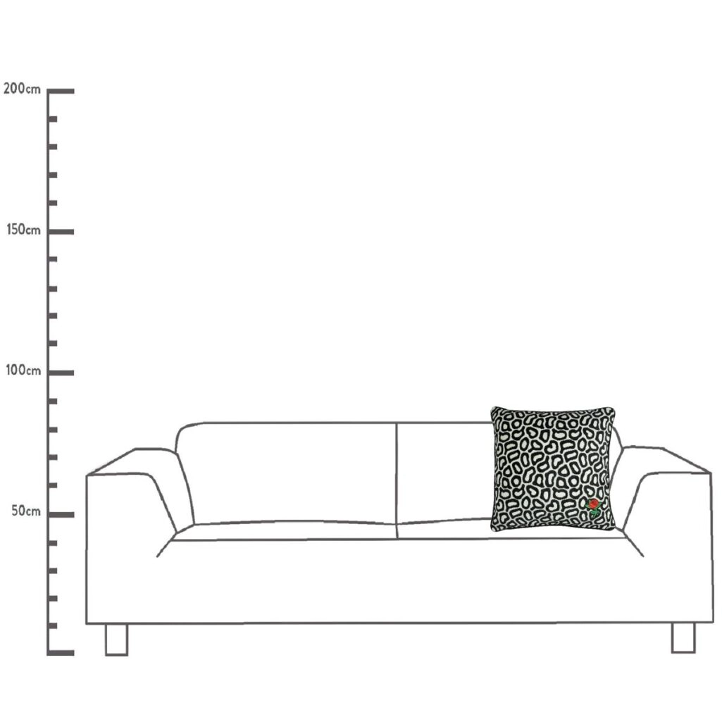 Μαξιλάρι Με Σχέδιο Τριαντάφυλλο Μαύρο Polyester 43x43cm