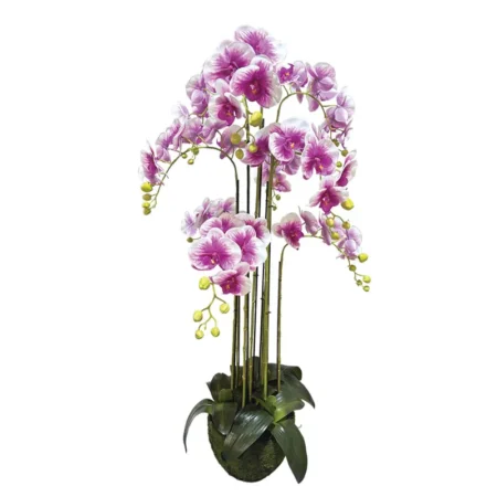 ΦΥΤΟ ΟΡΧΙΔΕΑ ΔΙΧΡΩΜΗ ΜΩΒ/ΛΕΥΚΑ ΑΝΘΗ REAL TOUCH - Υ118cm - Τεχνητες Ορχιδεες