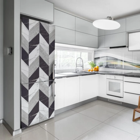 Αυτοκόλλητο ψυγείου BLACK AND WHITE MARBLE GEOMETRICAL - Αλλα Sticky 1