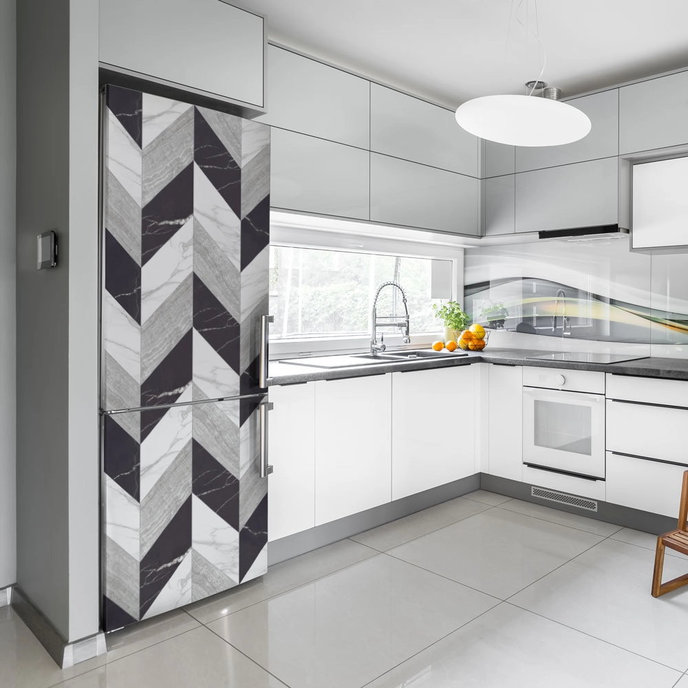 Αυτοκόλλητο ψυγείου BLACK AND WHITE MARBLE GEOMETRICAL