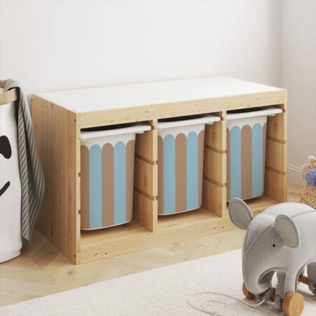 Αυτοκόλλητα για Κουτιά Αποθήκευσης Trofast BLUE AND BROWN STRIPES - Αυτοκόλλητα για κουτιά IKEA TROFAST Sticky 3