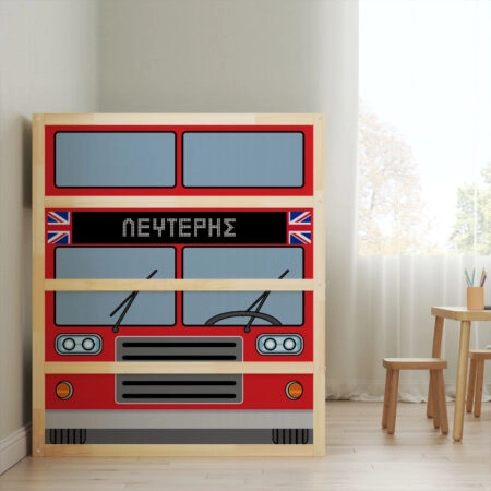 Αυτοκολλητα Επίπλων για Κρεβάτι KURA LONDON BUS - Αυτοκόλλητα για κρεβάτια IKEA KURA Sticky 3