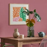 Πόστερ MATISSE STYLE TROPICAL GREEN ORANGE AND PINK LEAVES
