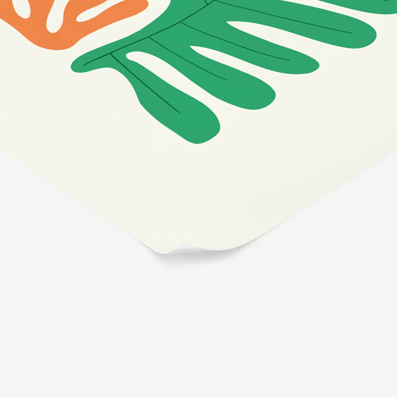Πόστερ MATISSE STYLE TROPICAL GREEN ORANGE AND PINK LEAVES