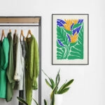 Πόστερ MATISSE STYLE TROPICAL ORANGE BLUE AND GREEN PLANTS