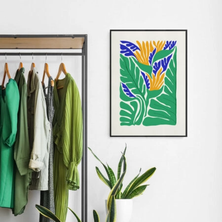 Πόστερ MATISSE STYLE TROPICAL ORANGE BLUE AND GREEN PLANTS