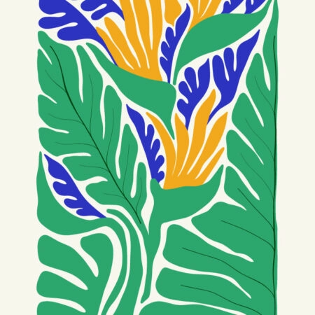 Πόστερ MATISSE STYLE TROPICAL ORANGE BLUE AND GREEN PLANTS - Abstract - Αφηρημένα Sticky 3