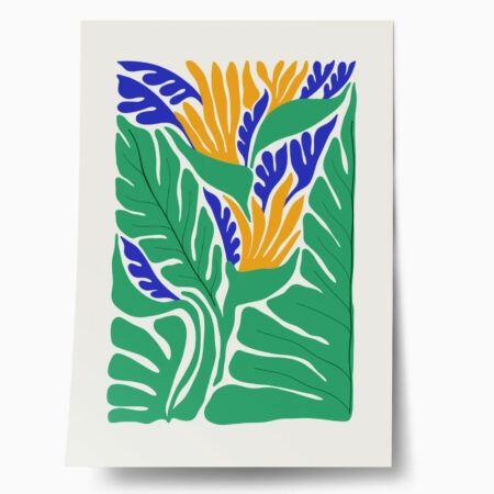 Πόστερ MATISSE STYLE TROPICAL ORANGE BLUE AND GREEN PLANTS - Abstract - Αφηρημένα Sticky 1