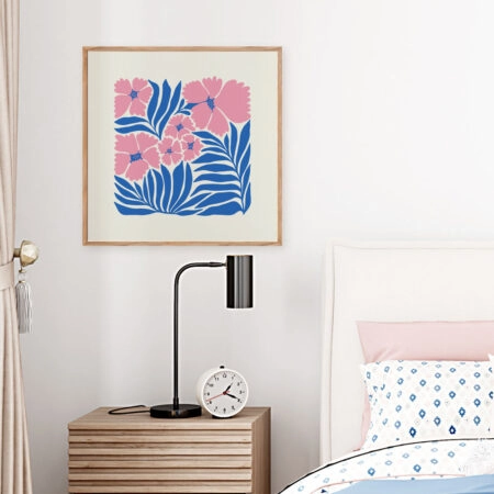 Πόστερ MATISSE STYLE TROPICAL PINK AND BLUE FLOWERS
