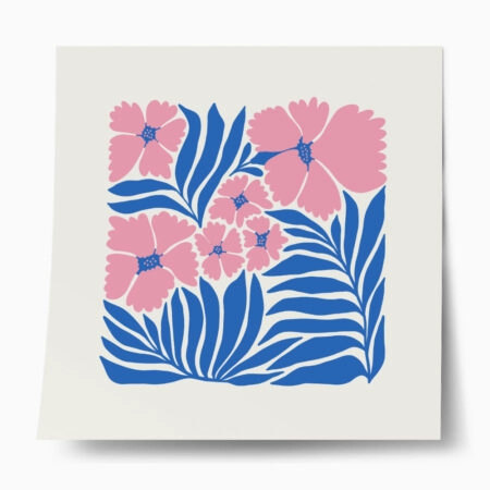 Πόστερ MATISSE STYLE TROPICAL PINK AND BLUE FLOWERS - Botanical - Λουλούδια Sticky 1