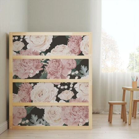 Αυτοκολλητα Επίπλων για Κρεβάτι KURA PEONIES - Αυτοκόλλητα για κρεβάτια IKEA KURA Sticky 2