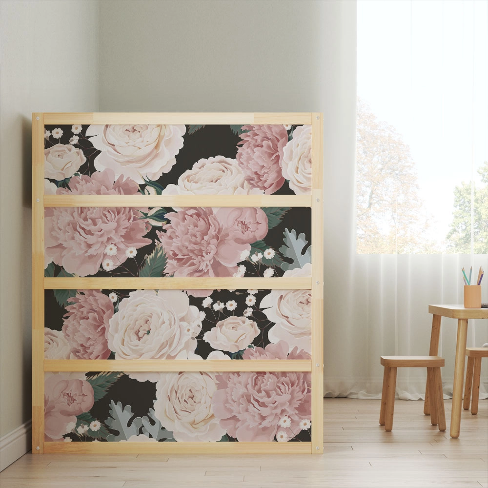 Αυτοκολλητα Επίπλων για Κρεβάτι KURA PEONIES