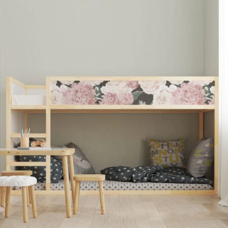 Αυτοκολλητα Επίπλων για Κρεβάτι KURA PEONIES - Αυτοκόλλητα για κρεβάτια IKEA KURA Sticky 3