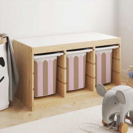 Αυτοκόλλητα για Κουτιά Αποθήκευσης Trofast PINK AND BROWN STRIPES - Αυτοκόλλητα για κουτιά IKEA TROFAST Sticky 3