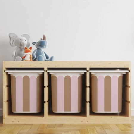 Αυτοκόλλητα για Κουτιά Αποθήκευσης Trofast PINK AND BROWN STRIPES - Αυτοκόλλητα για κουτιά IKEA TROFAST Sticky 4