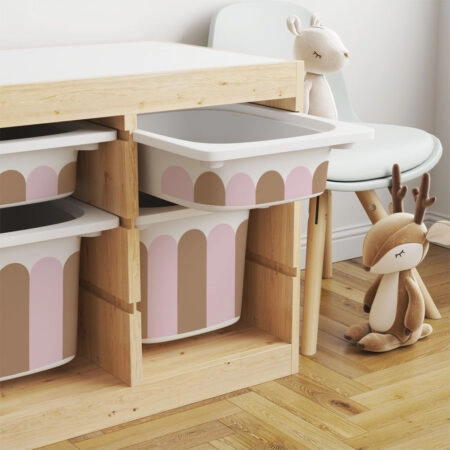 Αυτοκόλλητα για Κουτιά Αποθήκευσης Trofast PINK AND BROWN STRIPES - Αυτοκόλλητα για κουτιά IKEA TROFAST Sticky 5