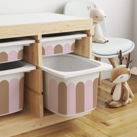 Αυτοκόλλητα για Κουτιά Αποθήκευσης Trofast PINK AND BROWN STRIPES - Αυτοκόλλητα για κουτιά IKEA TROFAST Sticky 6