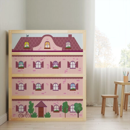 Αυτοκολλητα Επίπλων για Κρεβάτι KURA PINK HOUSE - Αυτοκόλλητα για κρεβάτια IKEA KURA Sticky 2