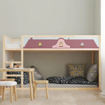 Αυτοκολλητα Επίπλων για Κρεβάτι KURA PINK HOUSE - Αυτοκόλλητα για κρεβάτια IKEA KURA Sticky 3