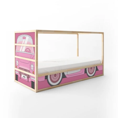 Αυτοκολλητα Επίπλων για Κρεβάτι KURA PINK VINTAGE CAR - Αυτοκόλλητα για κρεβάτια IKEA KURA Sticky 6