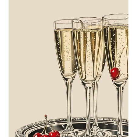 Πόστερ RETRO TRENDY CHAMPAGNE GLASSES - Food & Drink Sticky 3