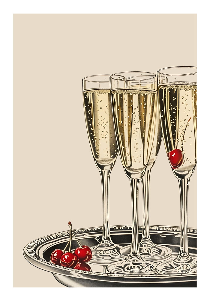 Πόστερ RETRO TRENDY CHAMPAGNE GLASSES