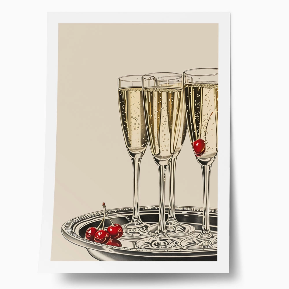 Πόστερ RETRO TRENDY CHAMPAGNE GLASSES