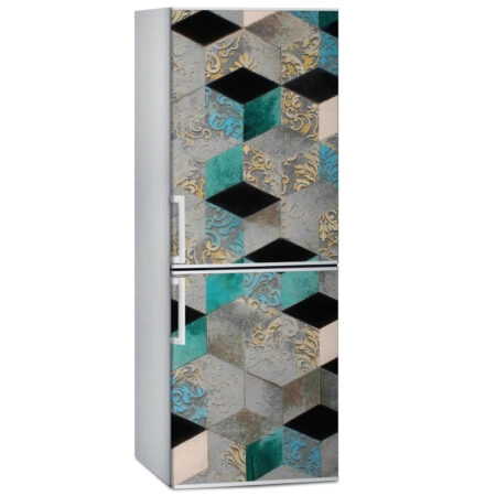 Αυτοκόλλητο ψυγείου TURQUOISE AND GREY GEOMETRIC