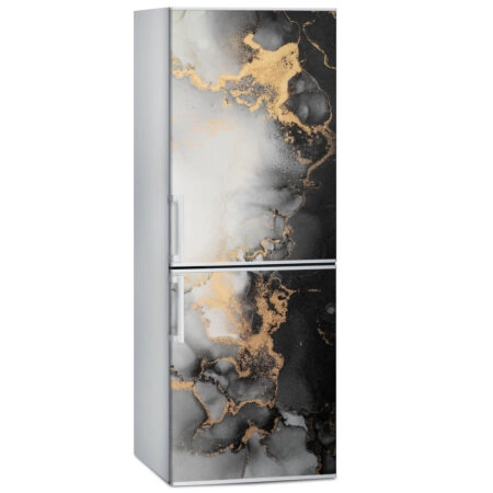 Αυτοκόλλητο ψυγείου WHITE BLACK GOLD MARBLE