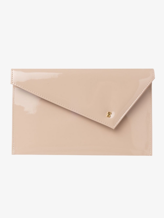 Sante Clutch από συνθετικό λουστρίνι σε nude