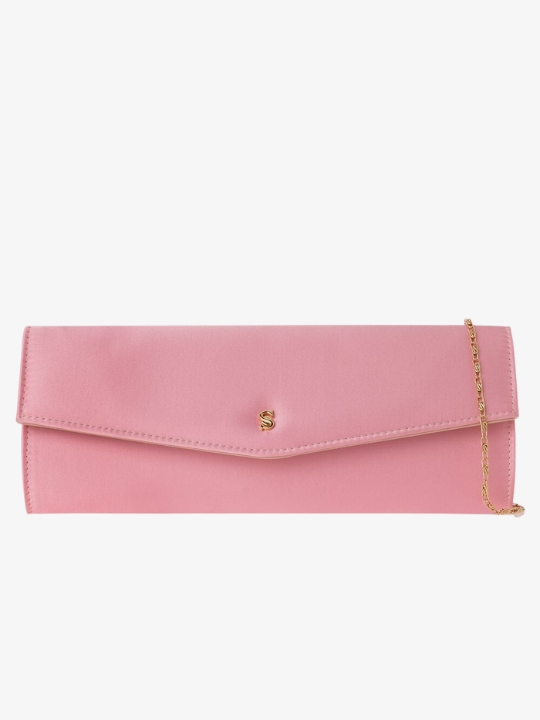 Sante clutch από σατέν σε ροζ χρώμα