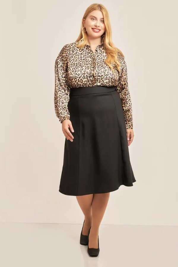 Plus Size Midi Φούστα με Ραφές