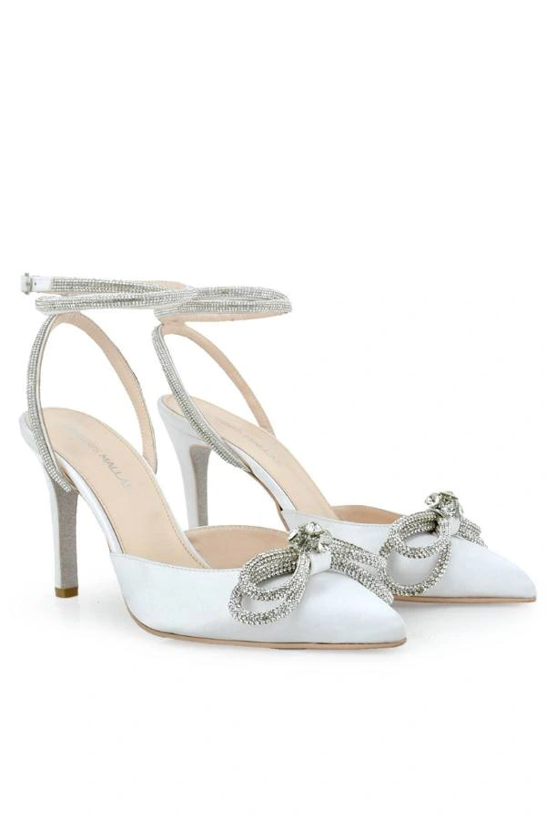 Νυφικά Mules Tsakiris Mallas Bridal Λευκό Σατέν