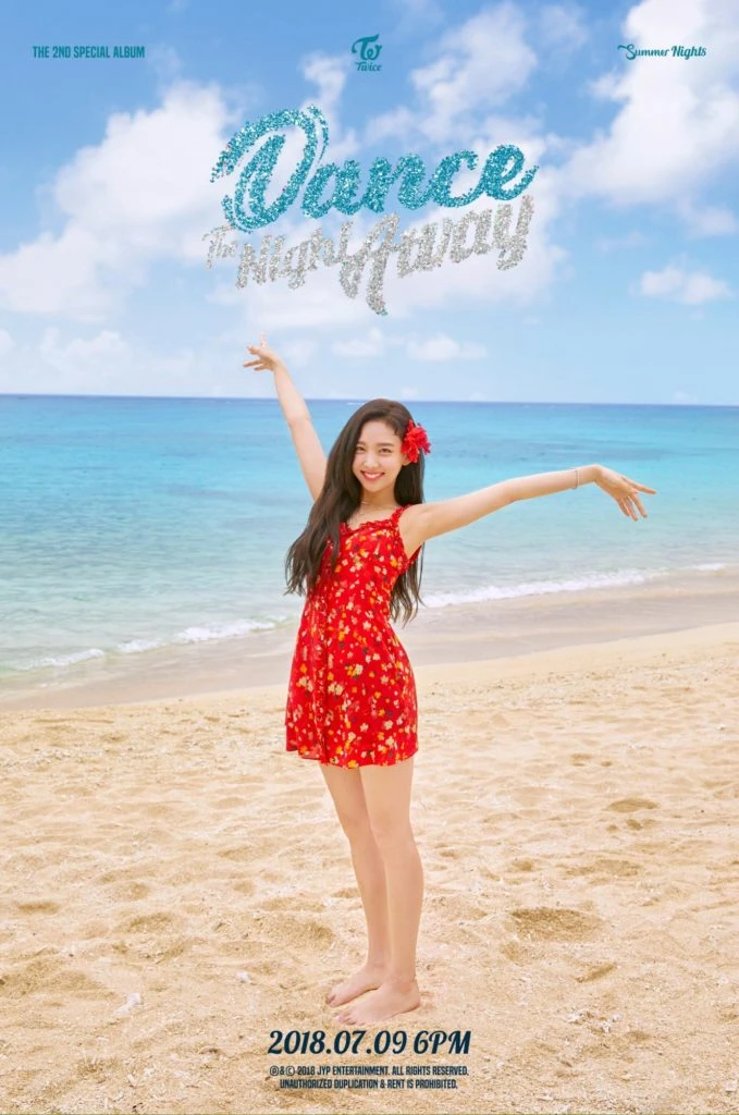 Twice nayeon Dance the night away wearing a red flower dress