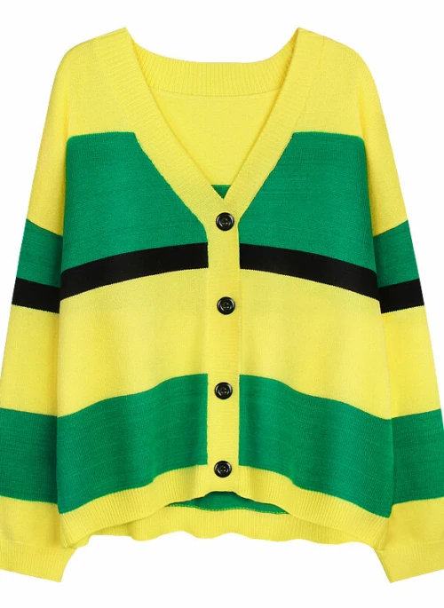 Neon Yellow Striped Cardigan | Kang Mi Rae – My ID is Gangnam Beauty