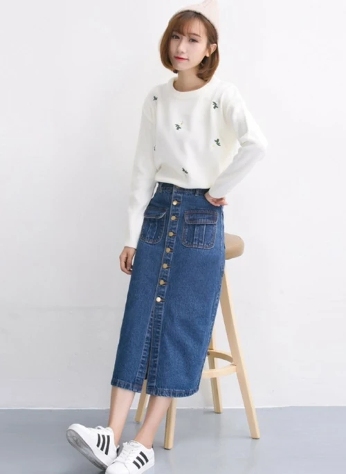 Blue Denim Jeans Skirt | Hong Seol – Cheese in the Trap