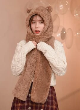 Brown Bear Ears Winter Scarf Hat | Jennie – BlackPink