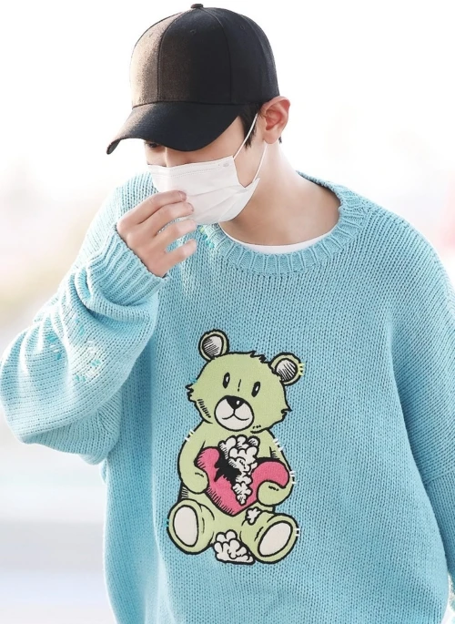 Blue Teddy Bear Knitted Sweater | Chanyeol – EXO