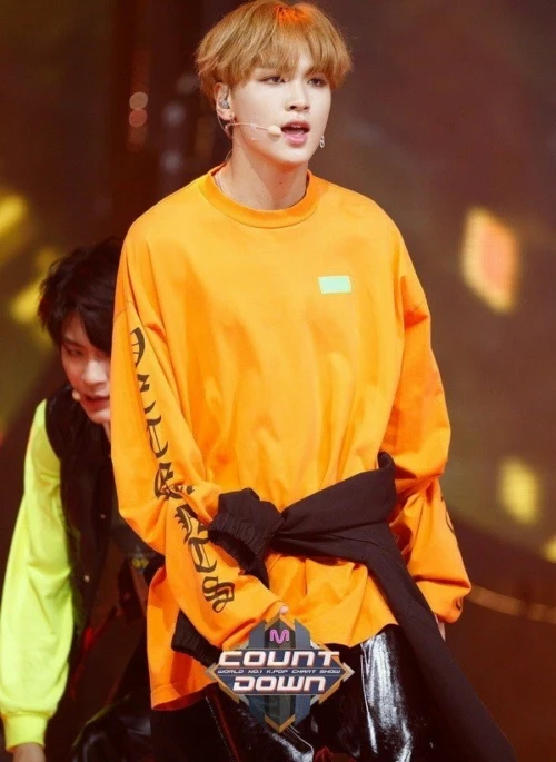 Orange Letter Printed Sweatshirt | Haechan – NCT