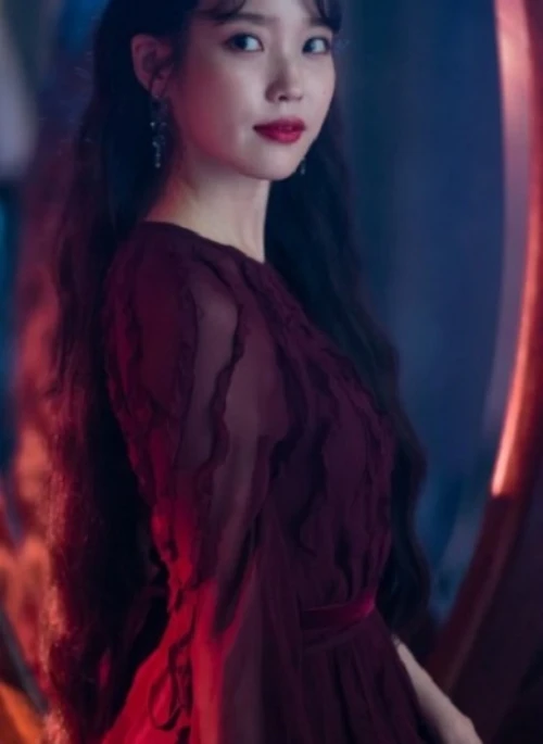 Wine Red Chiffon Dress | IU – Hotel Del Luna