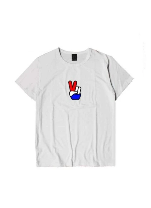 White Peace Sign Printed T-Shirt | LeeKnow – Stray Kids