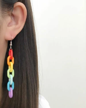 Multicolored Rainbow Chain Earrings | Giselle - Aespa