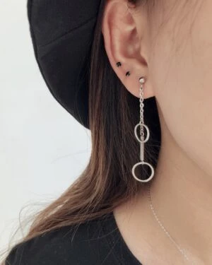 Silver Long Circle Earrings | Jin - BTS