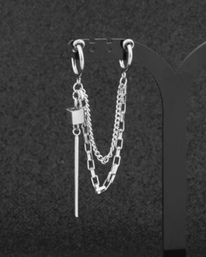 Silver Double Clip-On Chain Earring | J-Hope - BTS