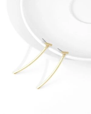 Gold T-Bar Drop Earrings | Shim Su Ryeon - Penthouse