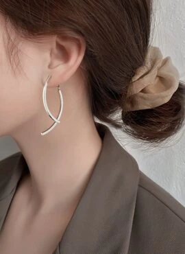 Silver Curved Stick Drop Earrings | Jimin – BTS