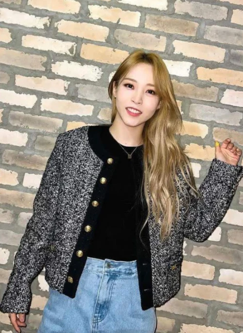 Grey Tweed Buttoned Jacket | Moonbyul – Mamamoo