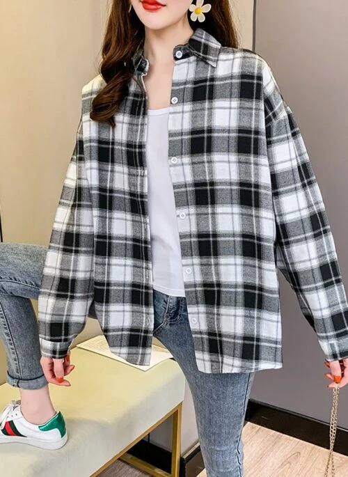 White And Black Plaid Shirt | Taehyun – TXT